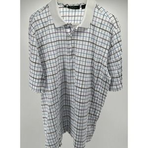 BOBBY JONES Collection Golf Polo Shirt Short Sleeve White Plaid/Check Size L